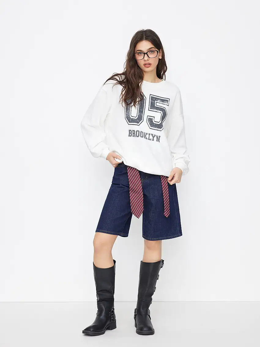 05 Brooklyn Cotton-blend Graphic Oversized Sweatshirt